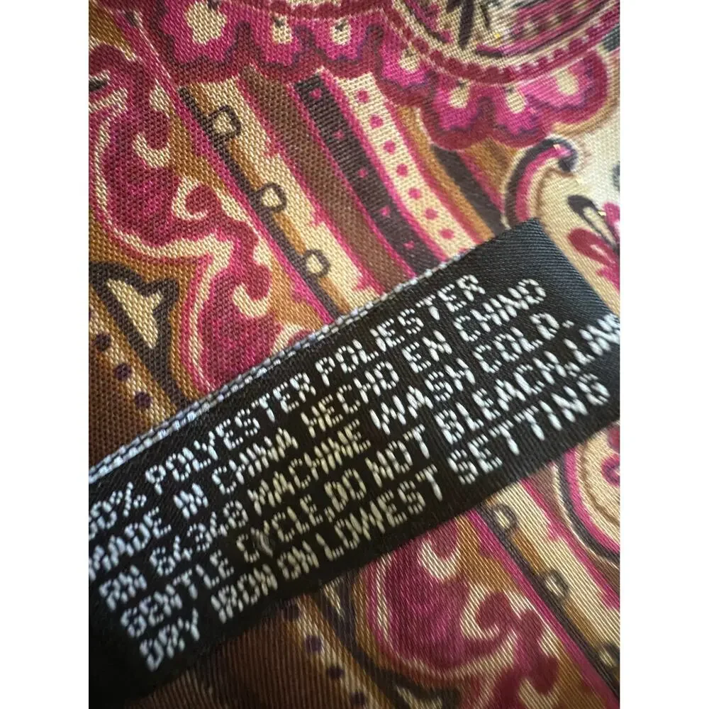 VTG Scarf Brown Magenta Paisley Print Boho Chic Neck Wrap Rectangular Fall